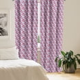 thumbnail image 2 of Ambesonne Abstract Window Curtains, Japanese Style Wave Design, Each 28" W x 95" L, Pale Sky Blue Dark Pink, 2 of 4