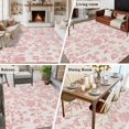 thumbnail image 6 of Pastoral Flowers Washable Area Rug 6 x 9 ft Coral Red Flower Vintage Linen Texture , Soft Non Slip Rugs Stain Repellent Indoor Felt Carpet for Living Dining Room Bedroom Home Office, 6 of 9