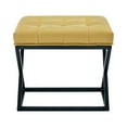 thumbnail image 3 of Partner Furniture 20" Rectangle Faux Leather Tufted Standard Ottoman in Yellow, 3 of 7