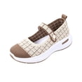 thumbnail image 2 of Soft Lightweight Grid Pattern Fly Knit Mary Jane Walking Shoes for Ladies, Breathable Casual Wedge Trainers with Cushioned Arch Support Insole, 2 of 4