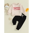 thumbnail image 2 of Bslissey Toddler Boys 2Pcs Valentine's Day Outfits Long Sleeve Letter Print Sweatshirt and Elastic Pants 3M 6M 12M 18M 24M 3T Infant Baby Boys Casual Daily Clothes, 2 of 10