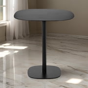 Liki 28 Inch Bistro Dining Table- Round Top and Base- Modern Black Metal