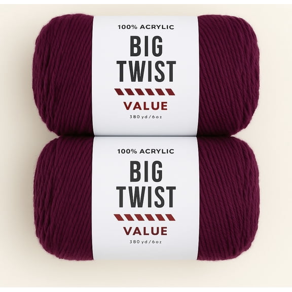 Big Twist Value Yarn Bundle- 2 Pack in Burgundy
