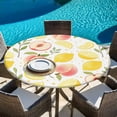 thumbnail image 6 of Summer Fruit Round Tablecloth 45-54 Inch Round Fitted Table Cloth with Elastic Edge, Spring Botanical Lemon Peach Waterproof Table Cover Protector for Outdoor Picnic Party Dining, 6 of 9