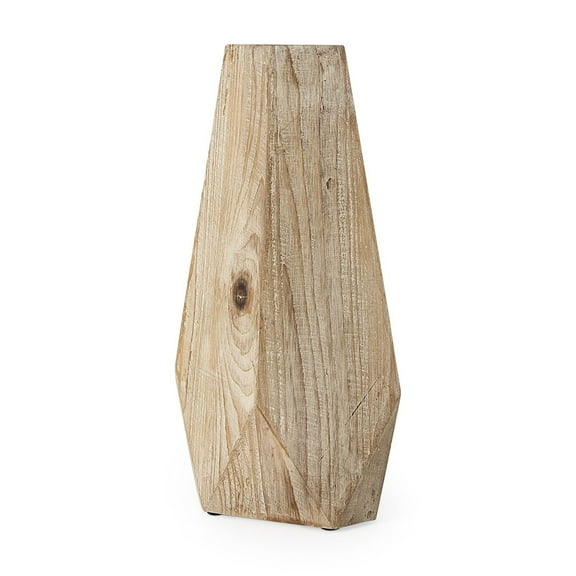 15" Natural Stain Geometric Wooden Vase