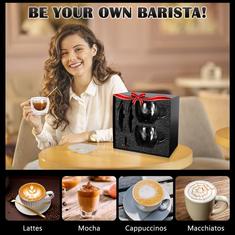 Small Coffee Mug Set Set Of 6 Clear Glass Double Wall Insulated Coffee Mugs  - 5.5oz Small Size For Espresso & Latte Clear Glass Espresso Mugs