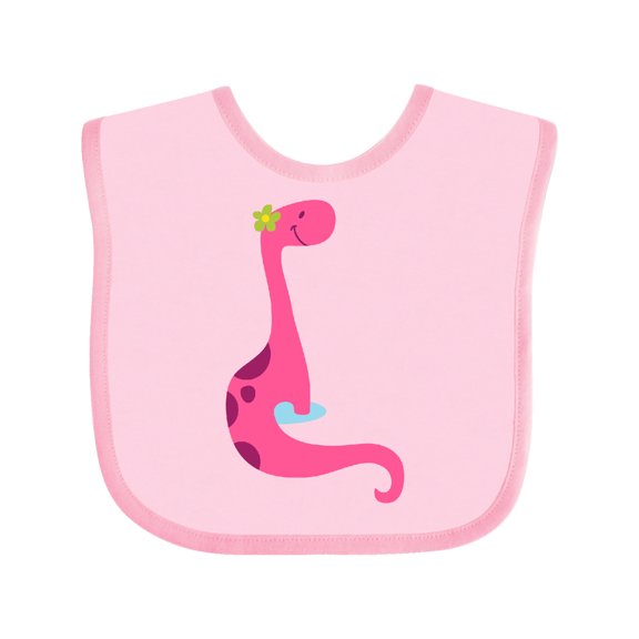 Inktastic Cute Pink Dinosaur Girls Baby Bib