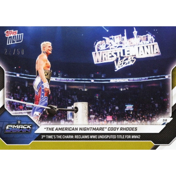 2026 Topps Now WWE Cody Rhodes #29 Gold Foil /50 Wrestling Card