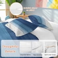 thumbnail image 2 of 3 Piece Navy Blue Ombre Duvet Cover Set Twin Size,Microfiber Comforter/Quilt Cover with Corner Ties and 2 Pillowcases,Modern Abstract Art Blue White Striped All Season Bedding with Zipper Closure, 2 of 8