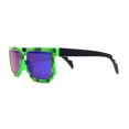 thumbnail image 2 of Boys Kid Size 8-bit Pixel Horn Rim Gamer Plastic Sunglasses Green Teal Mirror, 2 of 4