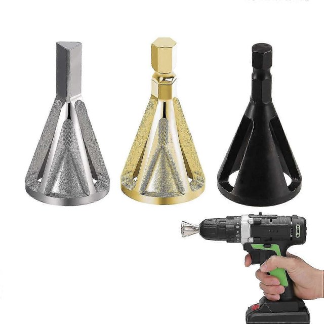 External Deburring Chamfer Tool,3 Pcs Deburring for Drill Bits,External Deburring Hexa and Triangular Chamfer Tool,For Countersink Removal,For Various