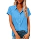 thumbnail image 1 of Camisas de Manga Larga para las Mujeres Suelto Ajuste Solapa Botón de Manga Corta Imitación Túnica de Lino, Camisas de Manga Larga para las Mujeres Bajo Scrubs Blusa Casual, 1 of 7