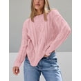 thumbnail image 2 of Pullover Sweaters for Women Ribbed Crew Neck Sweater Chunky Cable Knit Long Sleeve Knitted Sweater Alsol Lamesa, 2 of 4