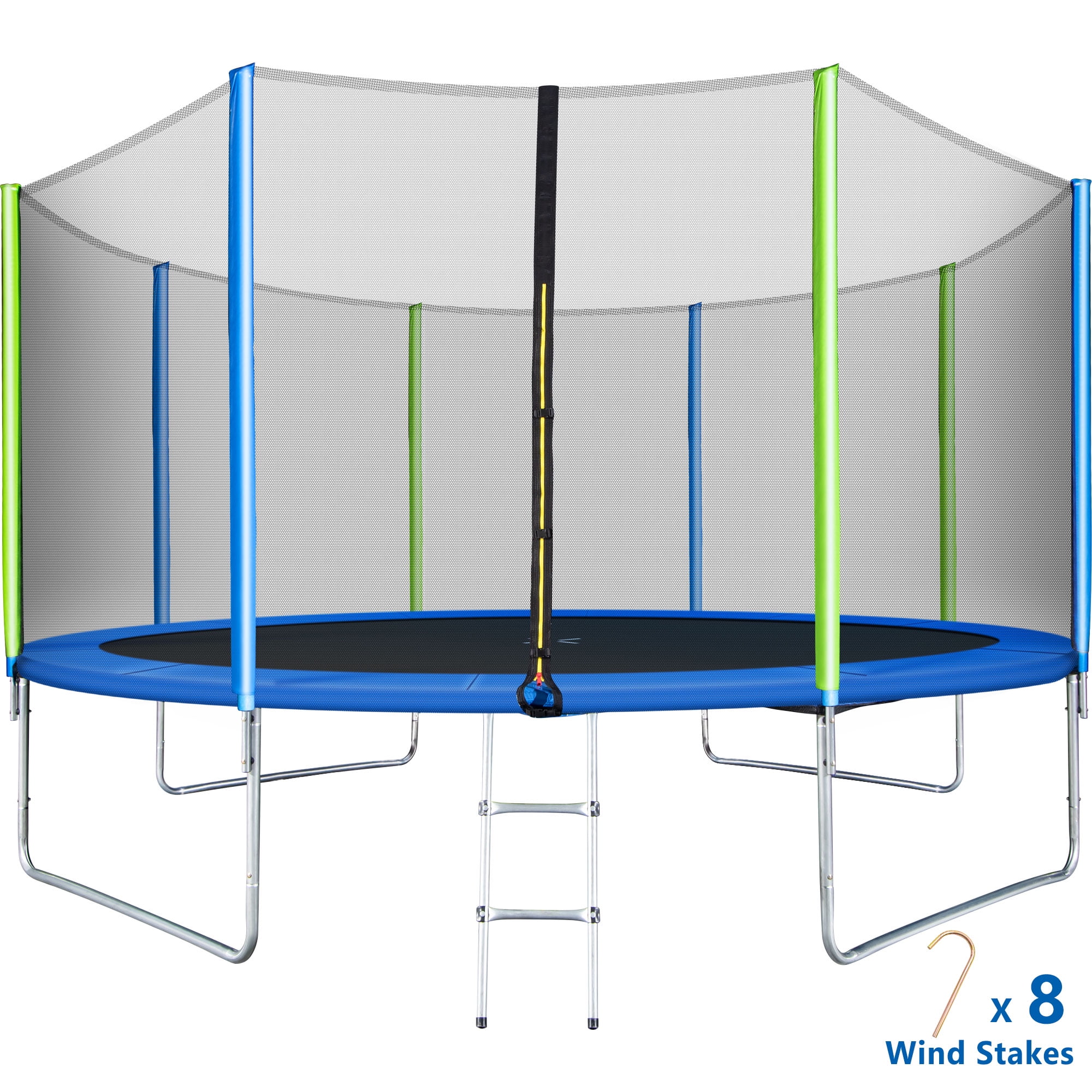 US Fast Delivered 12 FT Kids Trampoline with Enclosure Net Jumping Mat Safety Pad Ladder and Spring Cover Padding Indoor Outdoor Yard Trampolines for Children
