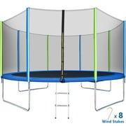 12FT 14FT 16FT Trampoline for Kids Adults, Outdoor Trampoline with Safety Enclosure Net, Bounce Fitness Trampoline and Spring Cover Padding, Weight Capacity 850lbs for 5-6 Kids