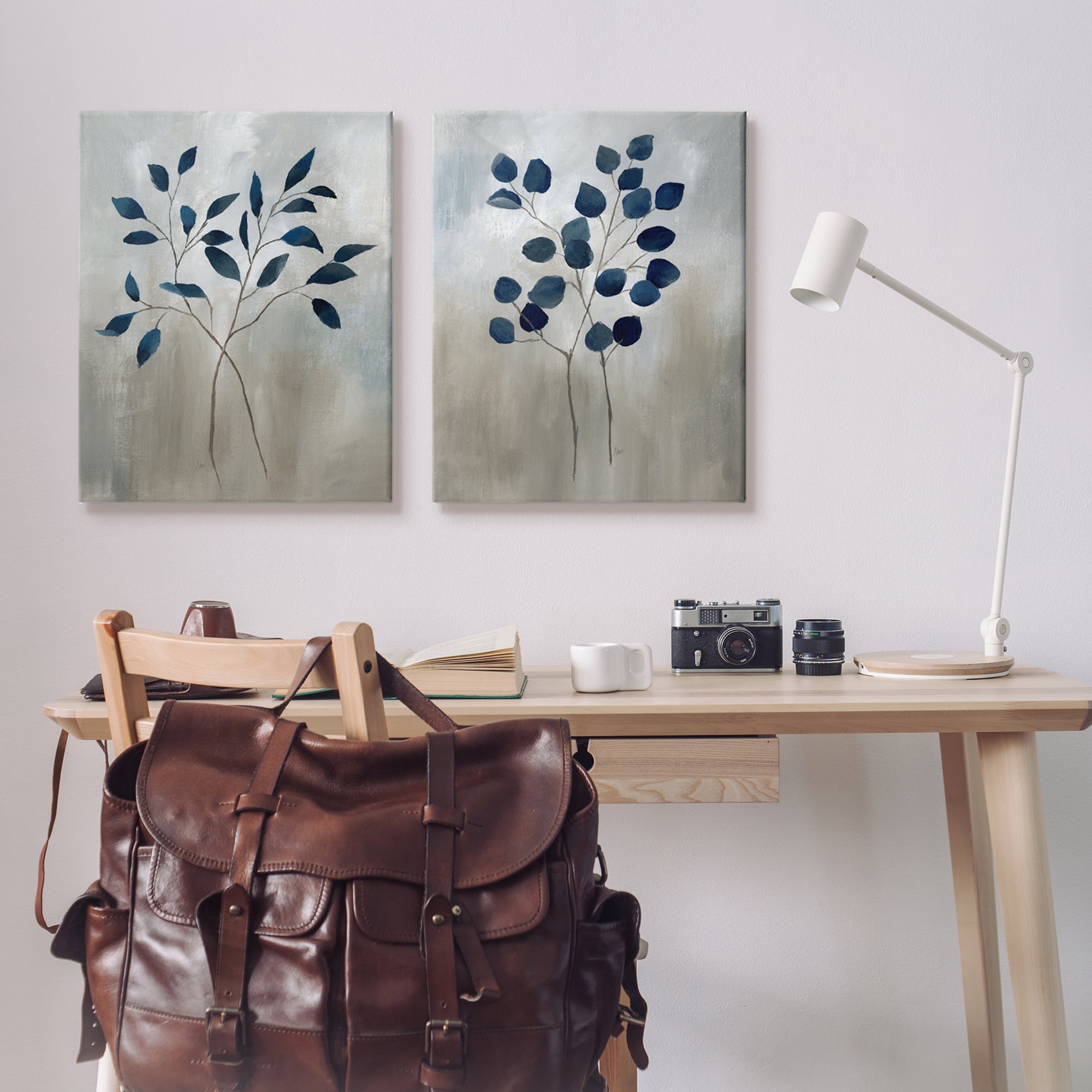 Stupell Industries Grey Botanical Sprigs Botanical & Floral Painting Gallery Wrapped Canvas Print Wall Art, 24 x 30, Set of 2