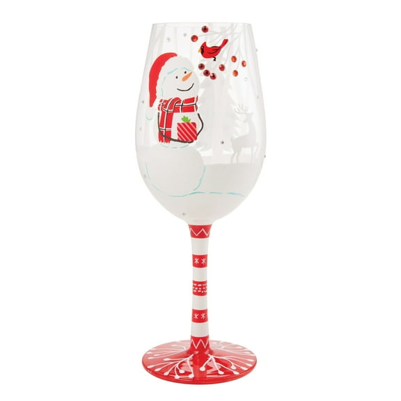 Lolita Crimson and Snow Hand Painted Wine Glass 15oz