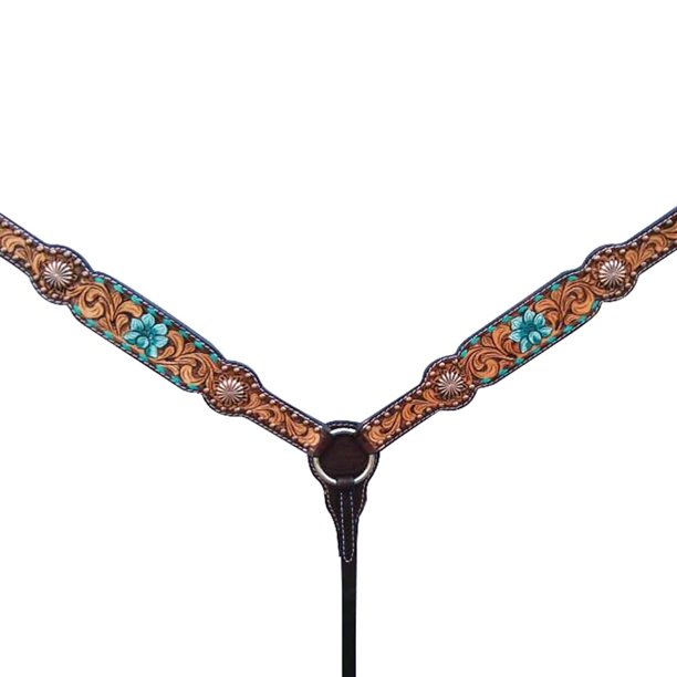 54BC Hilason Western Horse Breast Collar American Leather Floral