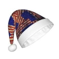 thumbnail image 2 of KLL Christmas Hats for Adults Plush Vintage USA Flag Print Santa Hat Xmas Fluffy Santa Claus Hat for Women Men, 2 of 6