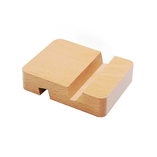 Dual Slots Mobile Phone Holder Home Office Desktop Non-slip Universal Wooden Cell Phone Stand