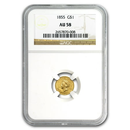 1855 $1 Indian Head Gold AU-58 NGC