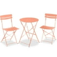thumbnail image 3 of Best Choice Products 3-Piece Small Bistro Set, Folding Patio Furniture Set of 2 Chairs and Table - Coral, 3 of 10