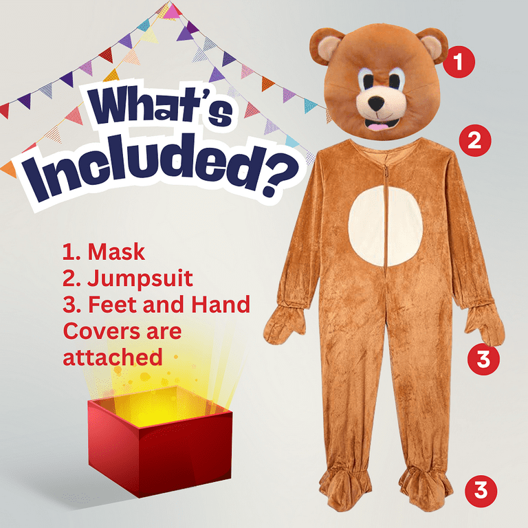 Dress Up America Brown Bear Mascot Costume For Kids - Size X-Large Dress Up America Brown Bear Mascot Costume For Kids - Size X-Large