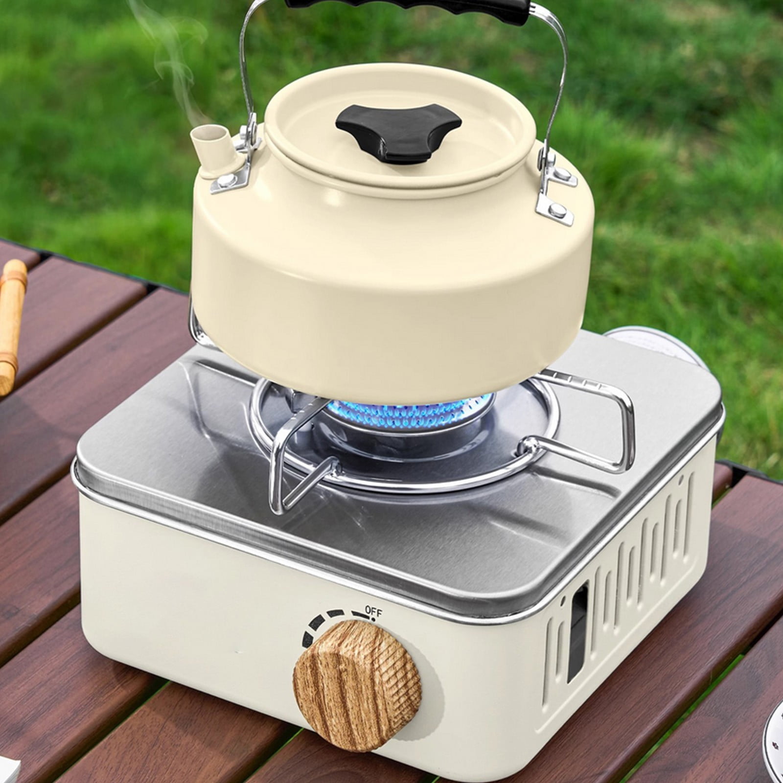 Weloille Mini Portable Cassette Stove, Includes Stand, Windproof Small Square Camping Gas Stove, Lightweight Outdoor Cooking Stove, Camping Equipment for Picnic Hiking Backpacking