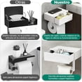 thumbnail image 4 of Porta Rollos Papel de Baño, 3 En 1 Portarollos Higienico con cajón, Acero Inoxidable de Pared, Sin Taladro Fácil Instalación, Apto para Baño Balcón (Blanco), 4 of 4