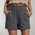 thumbnail image 2 of HomeDM Women's Shorts with Pockets, Casual Elastic Waist Loose Fit Lounge Shorts - Gray/L, 2 of 7