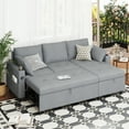 thumbnail image 7 of AECOJOY Teddy Velvet L Shaped Sofa, L Shape Couch, Pull Out Bed with USB and Cup Holder, Storage Sofa Cama, Queen Sofa Bed, Sleeper Sofa Couch for Living Room, Sofa Bed Couch in Grey, 7 of 7