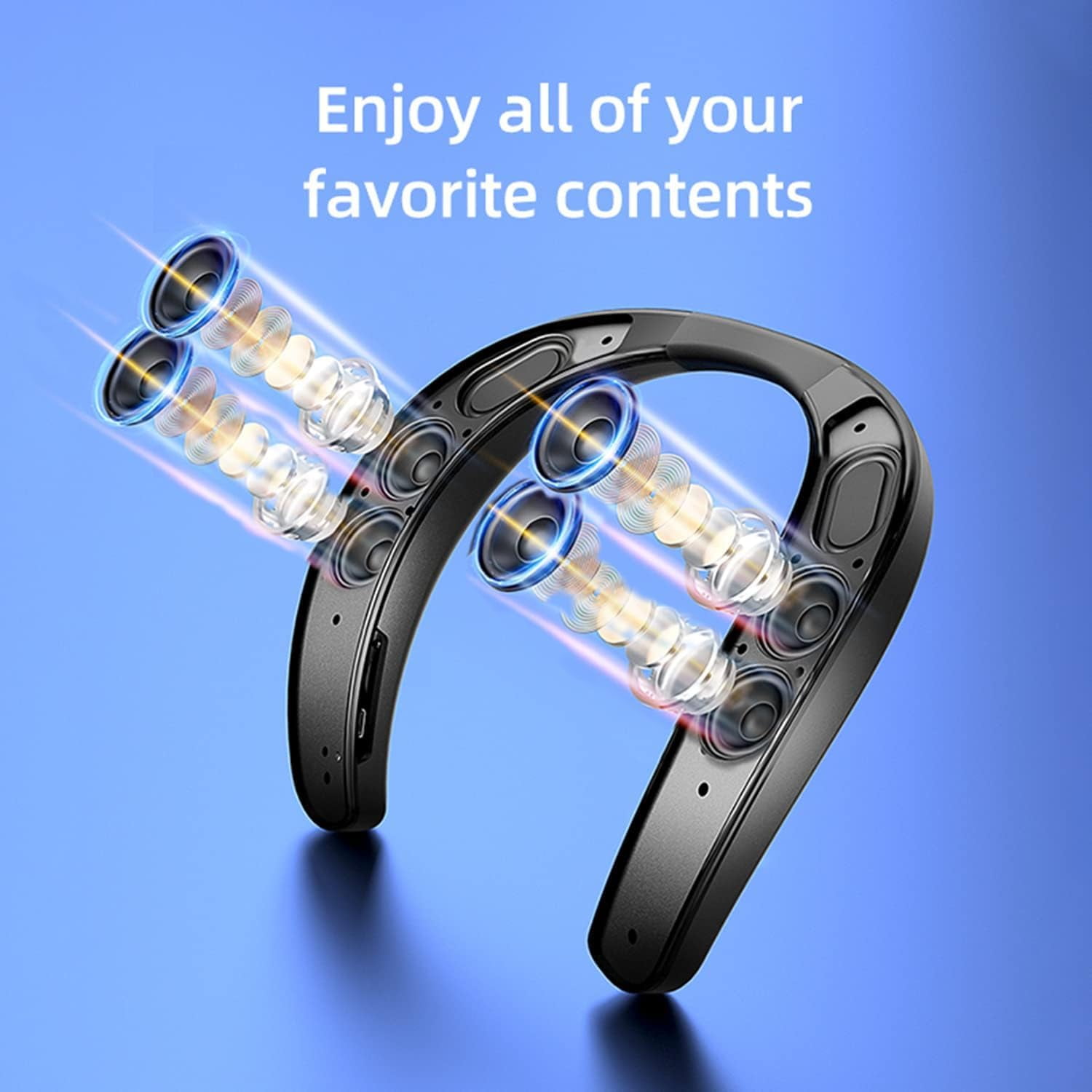 Neck Speaker, Bluetooth 5.3 Built-in mic, Neckband Speakers True 3D Stereo Surround Sound (Black)