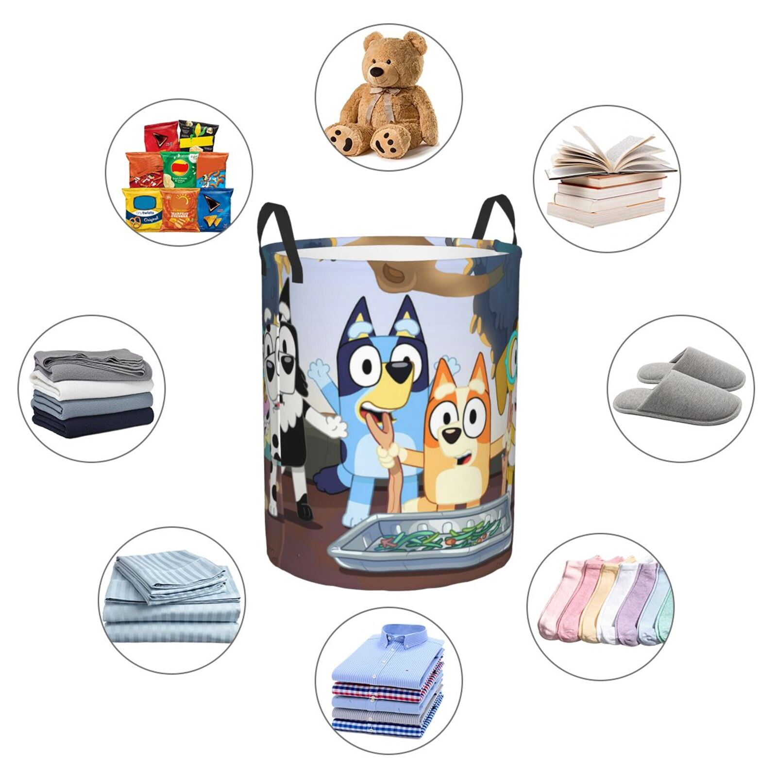 Johaoi Bluey Pattern Round Large Laundry Basket -Storage Basket - Toy Storage Basket, Perfect as Hamper, Kids Room Storage, and Toy Containment-