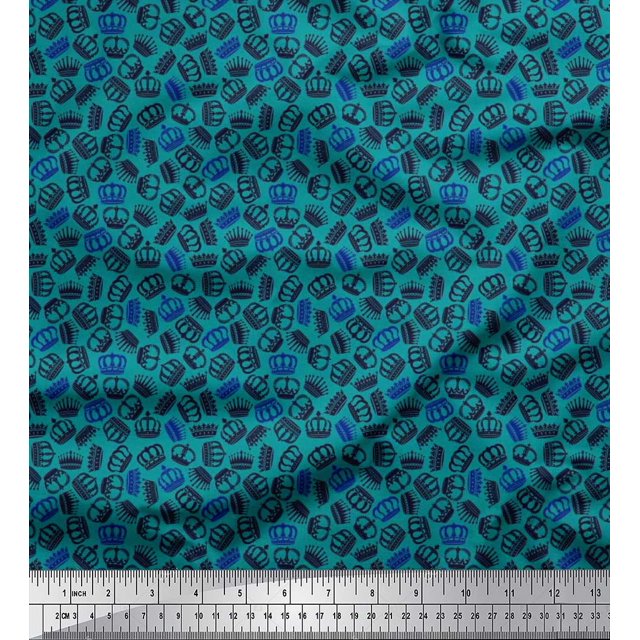 Soimoi Poly Georgette Fabric Crown Victorian Style Print Sewing Fabric Yard 42 Inch Wide