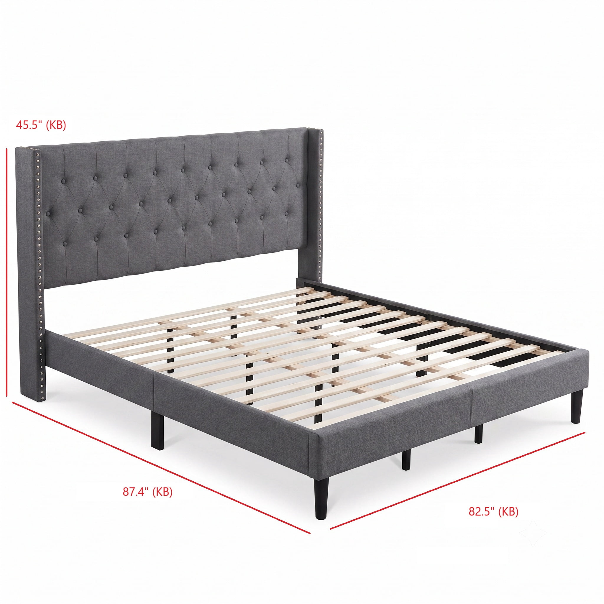 FAVEROR Carlisle King Tufted Upholstered Wingback Platform Bed