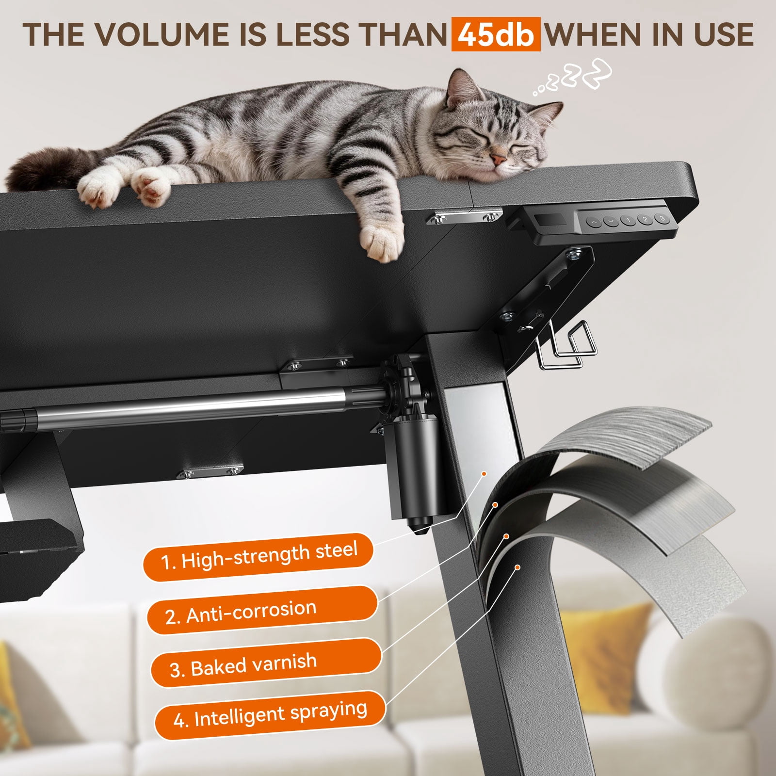 Height Adjustable Electric Standing Desk, 55×24 Inch Sit Stand Desk with 3 Memory Presets, Electric Height Adjustable Home Office Computer Desk, Cable Management Box, 2 Hooks and 5 Cable Ties, Black
