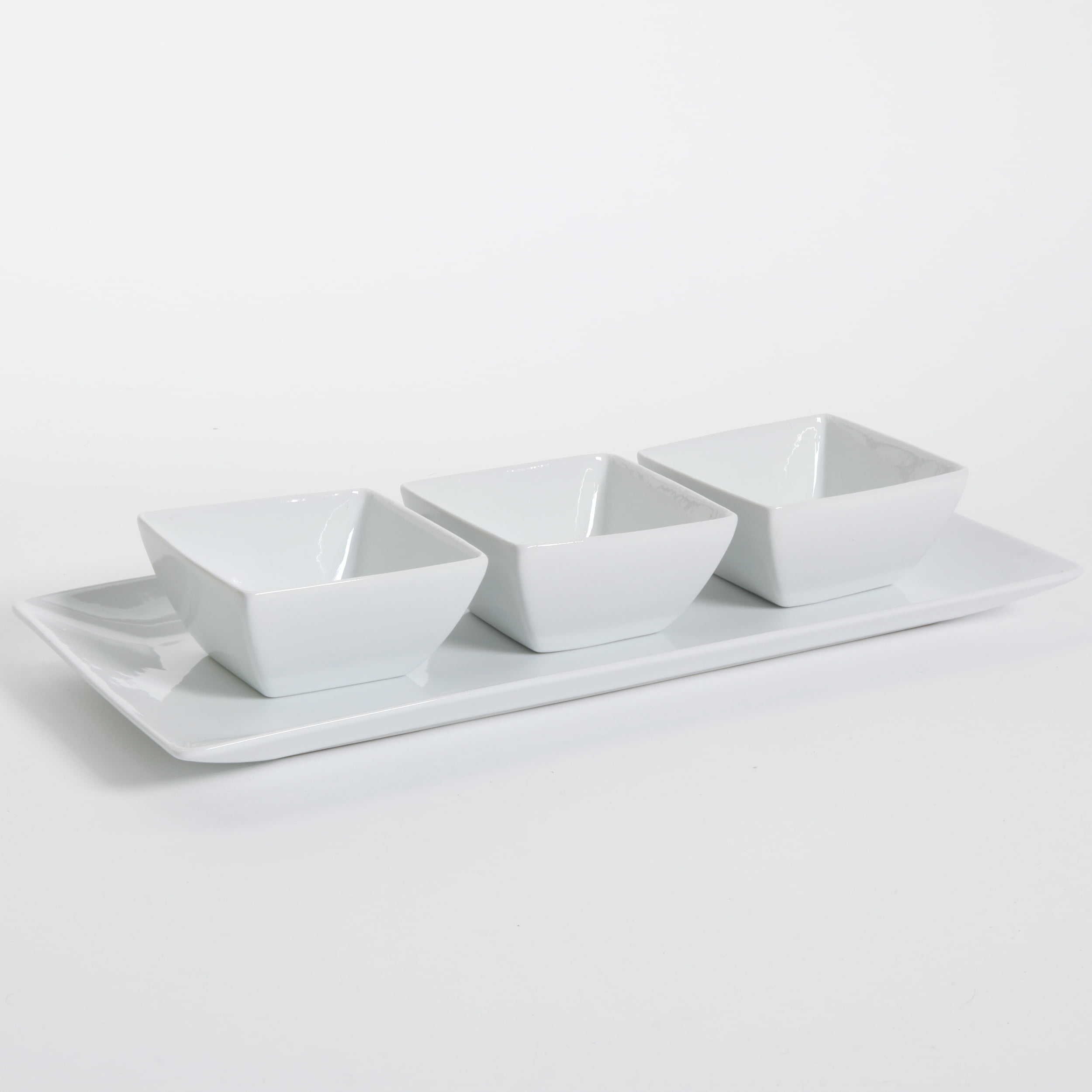 Gibson Elite Gracious Ceramic Serving Dish Set with Tray (4 Pieces