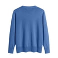 thumbnail image 4 of Sweaters for Women Solid Color Crewneck Long Sleeve Lightweight Basic Warm Winter Ladies Knitted Sweater Blue 2XL, 4 of 4