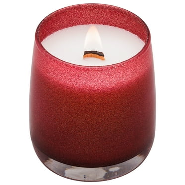 Better Homes & Gardens Wood 1-Wick Holiday Scented Glitter Jar Candle, Red Cranberry and Cherry, 14.5oz.