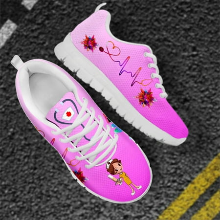 

Nurse Casual Shoes For Women Cartoon Medical Heart Beat Designer Ladies Sneakers Flats Running Jogging Sport Shoes Zapatos Muje