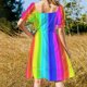 thumbnail image 5 of Vestido de manga corta con estampado de barras luminosas, vestido de verano para mujer , vestido de noche de playa estilo coreano para mujer, 5 of 7