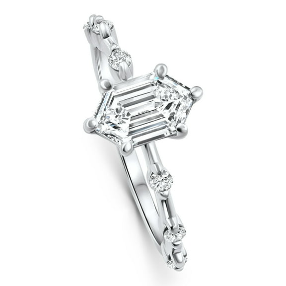 Pompeii Certified 1 1/3Ct Hexagon Diamond Jamie Engagement Ring 14k Gold Lab Grown