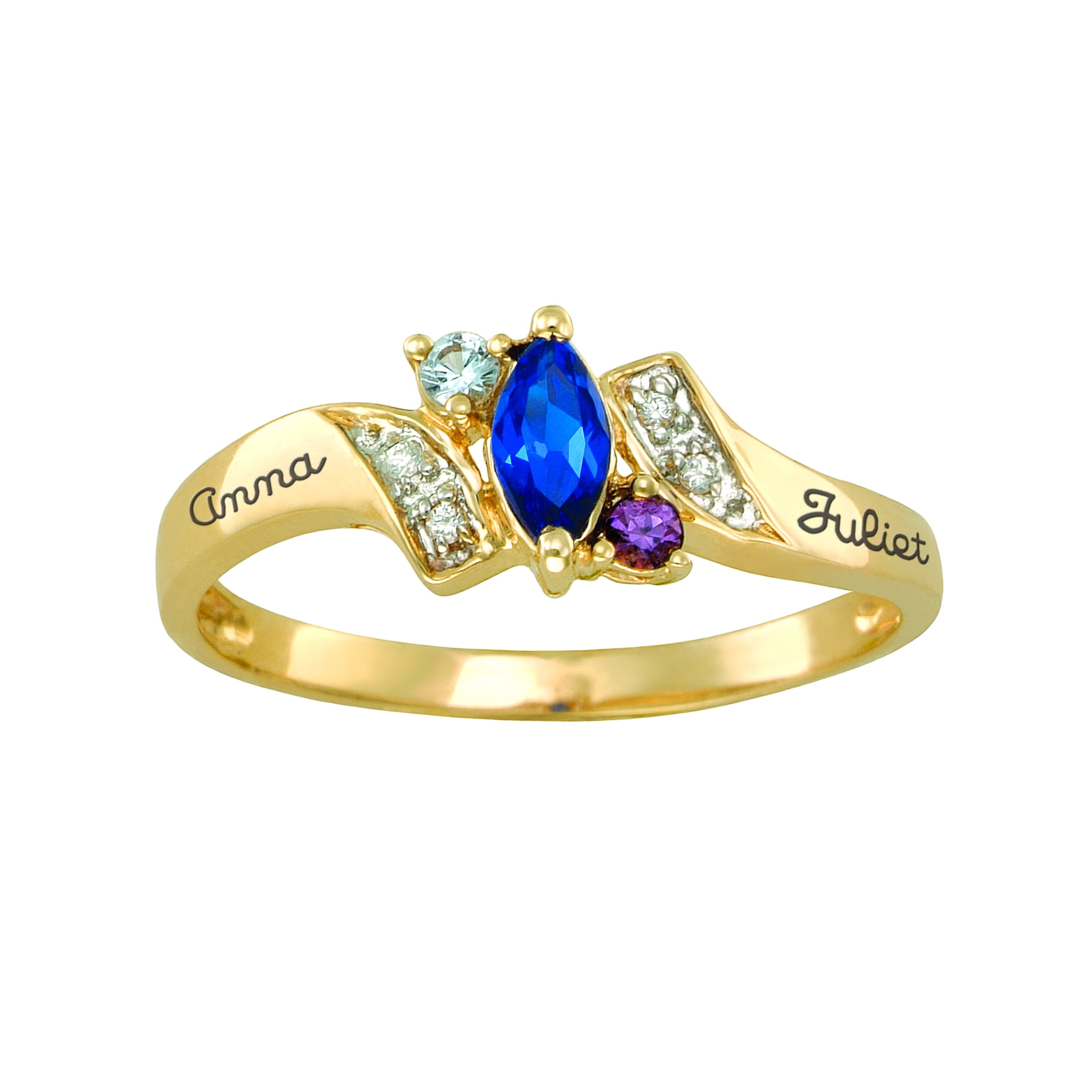 Personalized One Love Ring 10K Gold Genuine or Simulated Gemstone