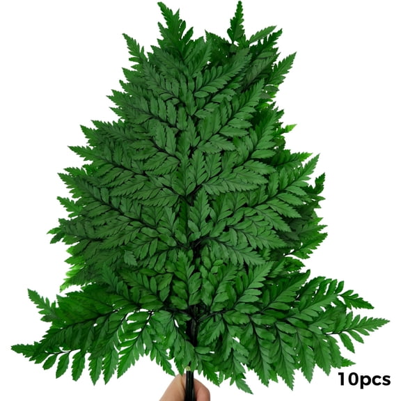 10 Pcs Artificial Fern Leaves, 15.7 in / 40 cm Faux Green Ferns for Flower Arrangements, Wedding Garlands, Lush Greenery for Home Decorations, No Watering Needed