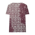 thumbnail image 4 of Lovskoo Women Floral Print Tops Trendy Summer Flare Sleeve Three Quarter Floral Lace Office Lady Blouse Tops Burgundy, 4 of 5