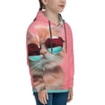 thumbnail image 3 of Haiem Cool Cat Pink Sunglasses Pattern Boys Hoodie, Youth Pullover Hooded Sweatshirt, Kangaroo Pocket Hoodie for Kids Girls -Small, 3 of 6