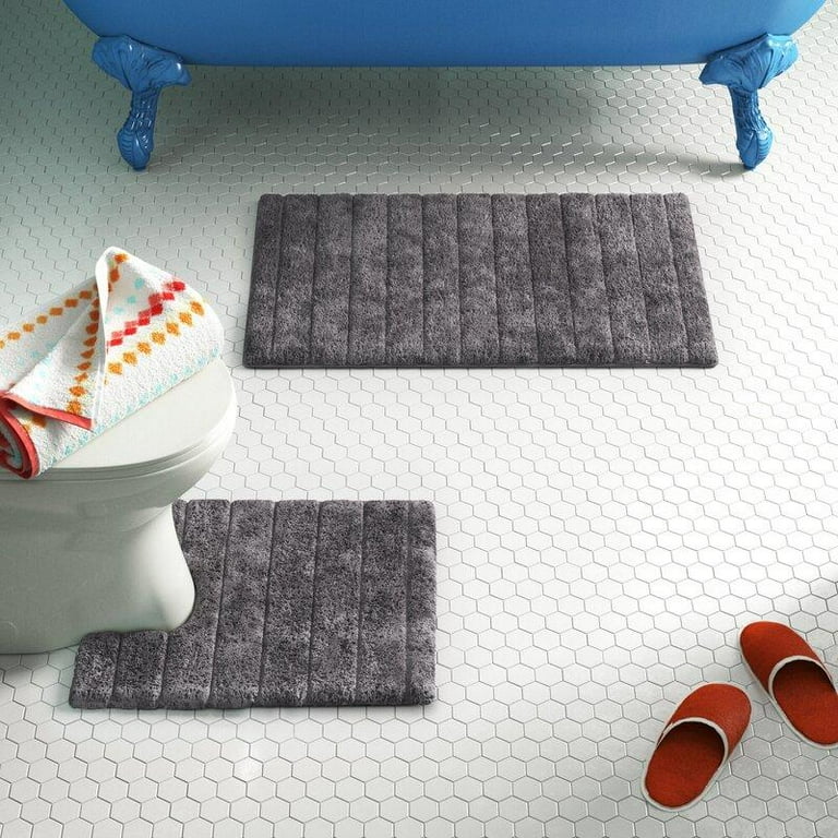 Luxury Bath Mat and Pedestal Set in Linear Ribbed Design Walmart
