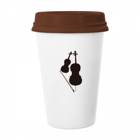 

Music Classical Instrument Violin Mug Coffee Drinking Glass Pottery Cerac Cup Lid