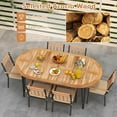 thumbnail image 6 of Costway 9 Pieces Outdoor Dining Set with Acacia Wood Top & Umbrella Hole Metal Frame, 6 of 7