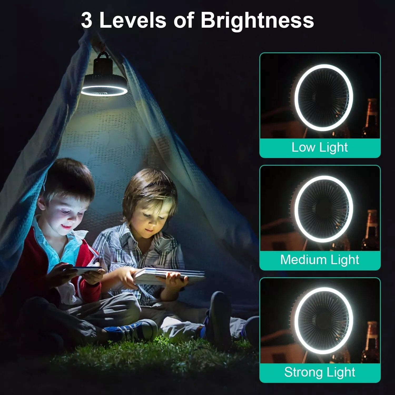 Babyltrl 3 in 1 Portable Desk Fan with LED Lantern,30H Working Time,10000mAh USB Rechargeable Hanging Tent Personal Small Fan for Camping Outdoor Indoor